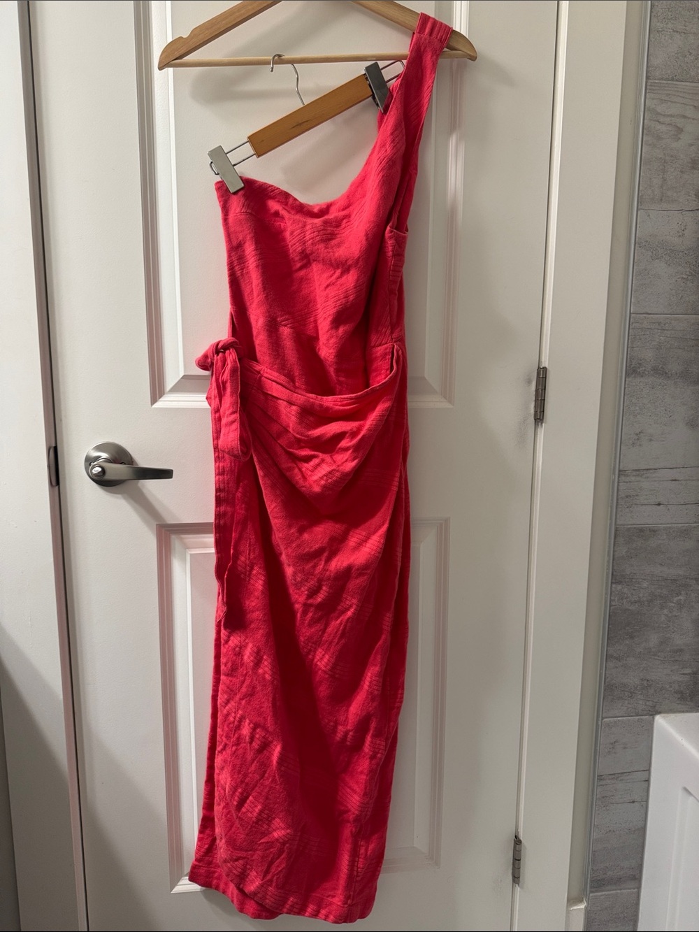 Free People One-Shoulder Fuscia Pink Summer Dress with Side Tie